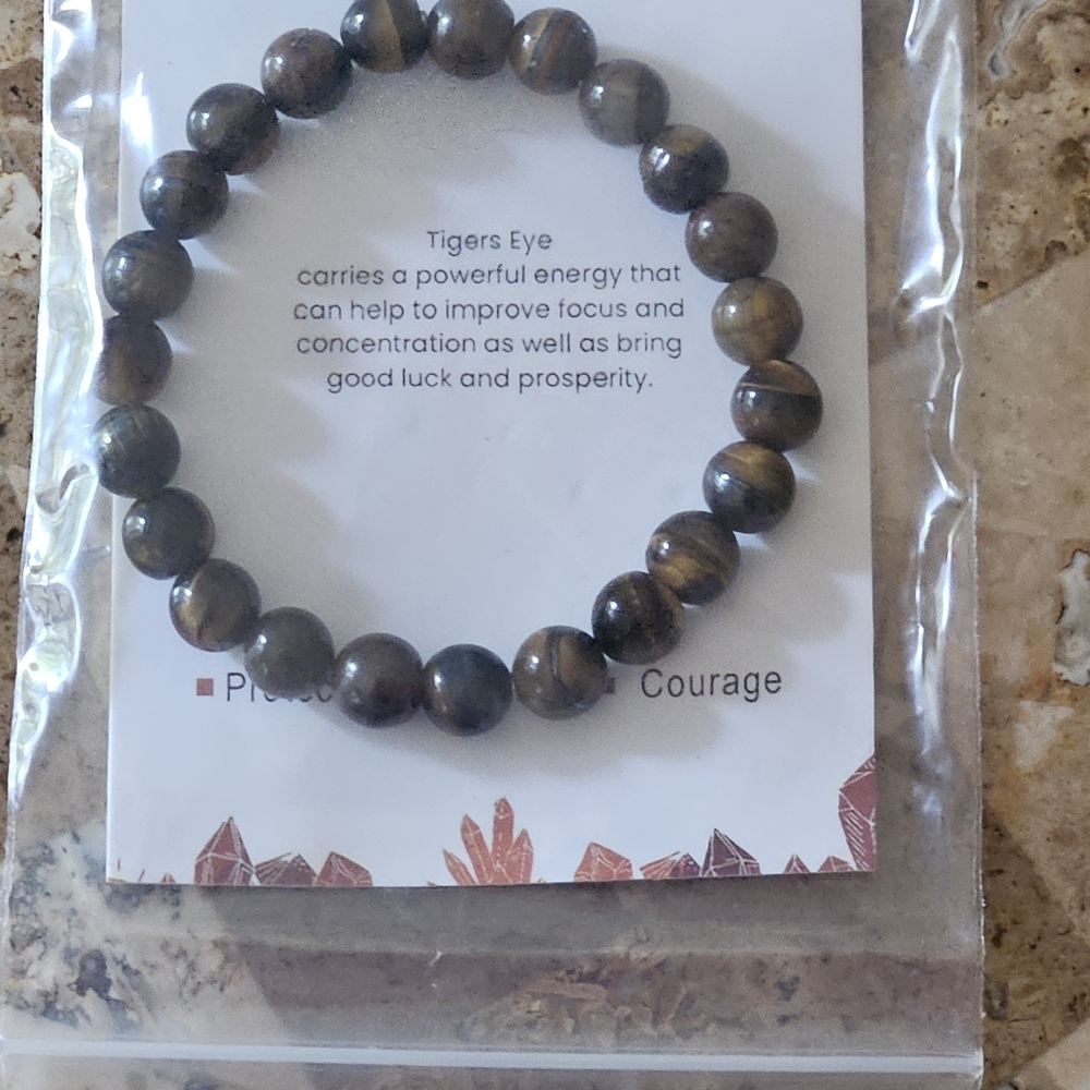 Tiger's Eye Natural Genuine Real Stone Bead Bracelet Elastic Stretch 6 mm Tigers